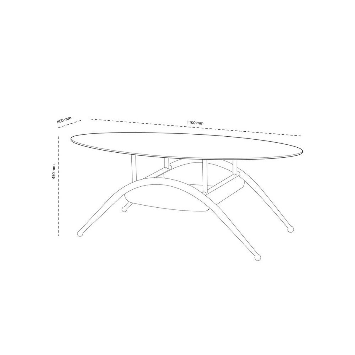 Mesa de Centro Home Mobili Oval Silver