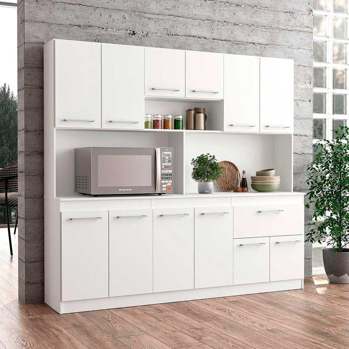 Mueble de Cocina Vekkahome Buck 1 Caj&oacute;n 12 Puertas Blanco
