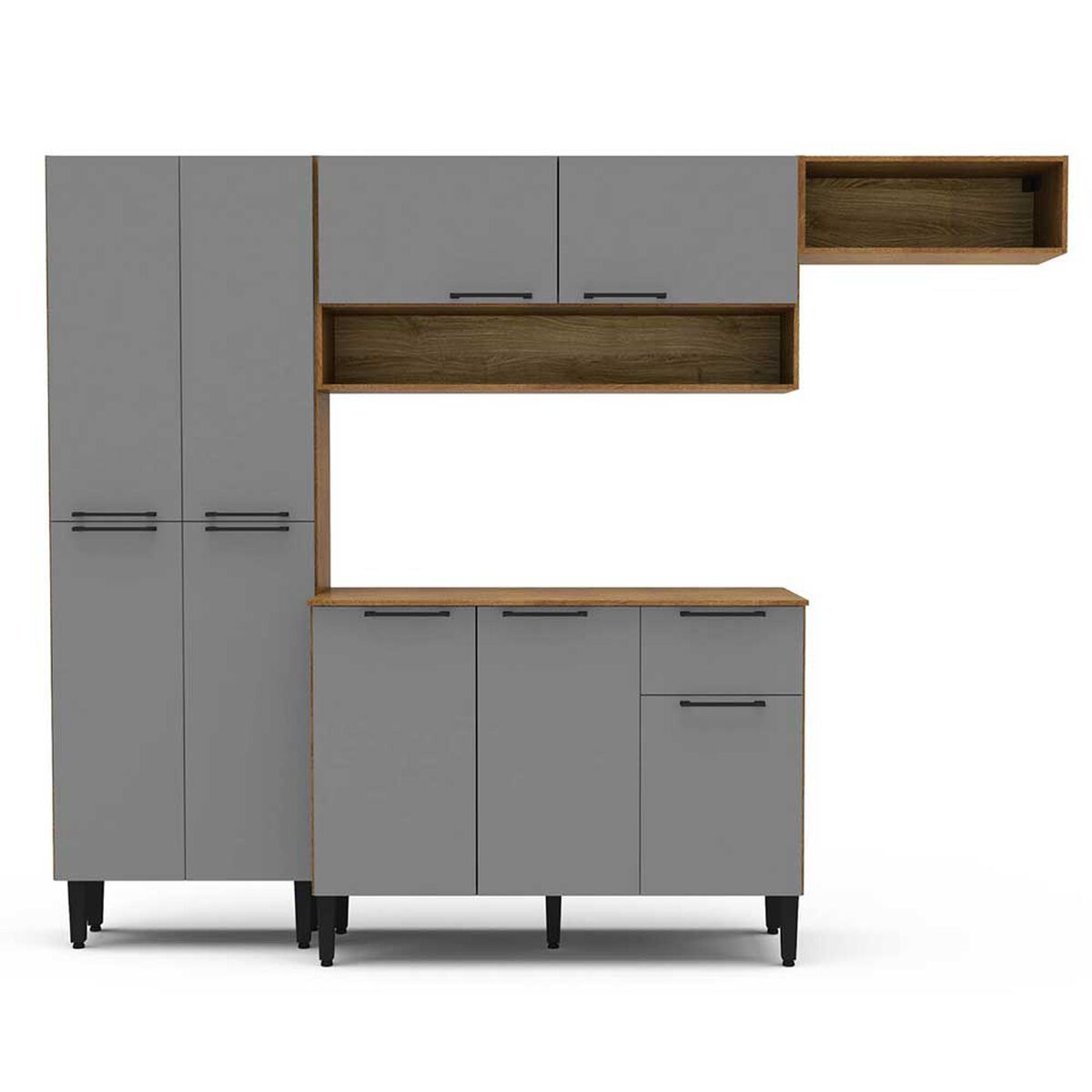 Mueble de Cocina Vekkahome Madri 1 Caj&oacute;n 9 Puertas Gris
