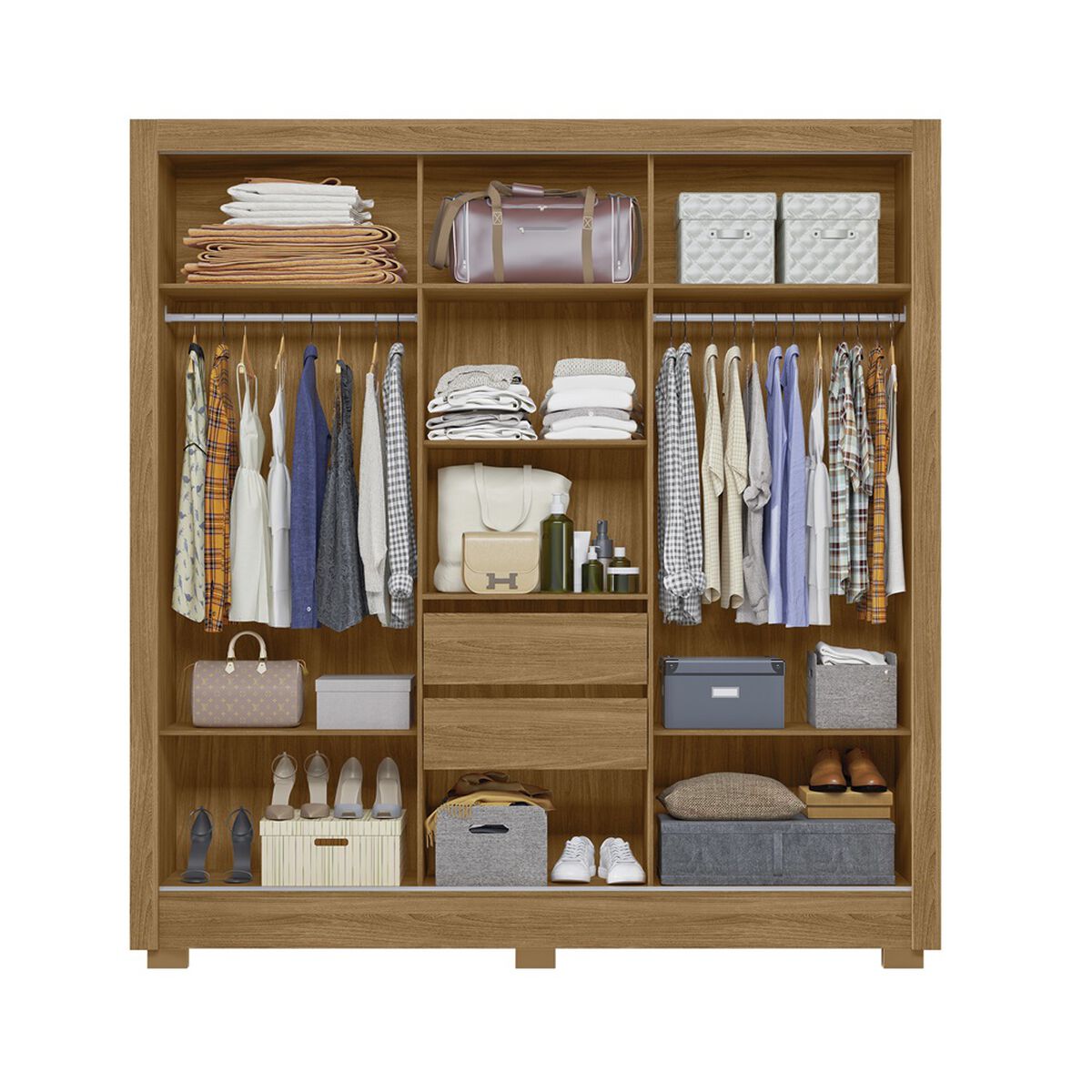 Closet Di Poretti Bahamas 3 Puertas 2 Cajones Café y Blanco