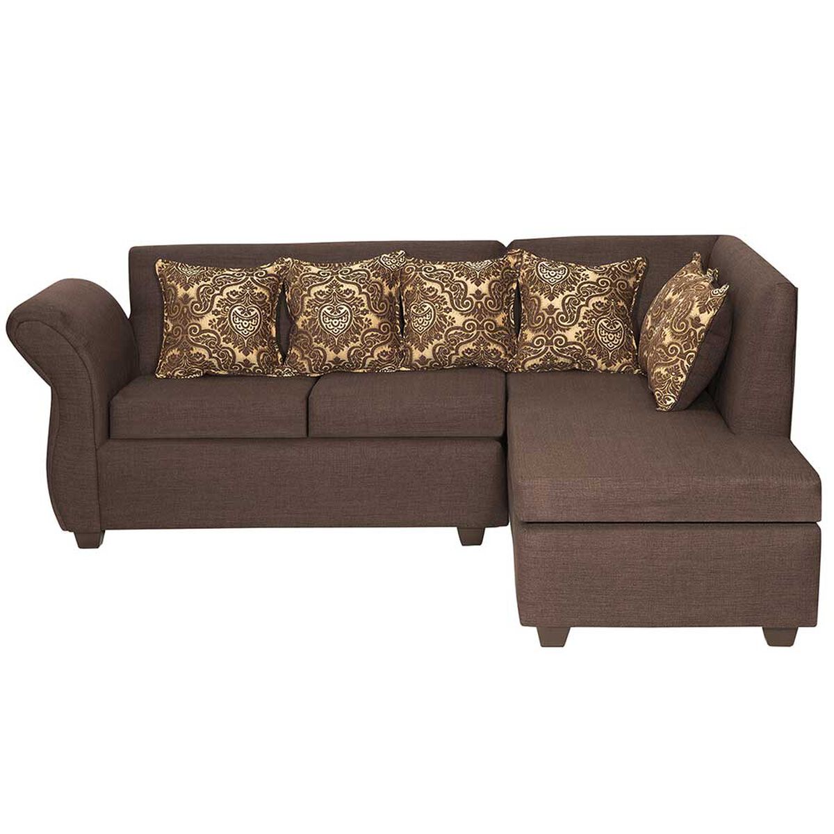 Sofá Seccional Derecho Essenza New Isabella Tela Catania Chaise longue + Sofá 2 Cuerpos Café