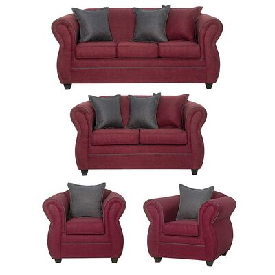 Imagen 1 del producto Juego de Living Black Factory Emili 7 Cuerpos Burdeo