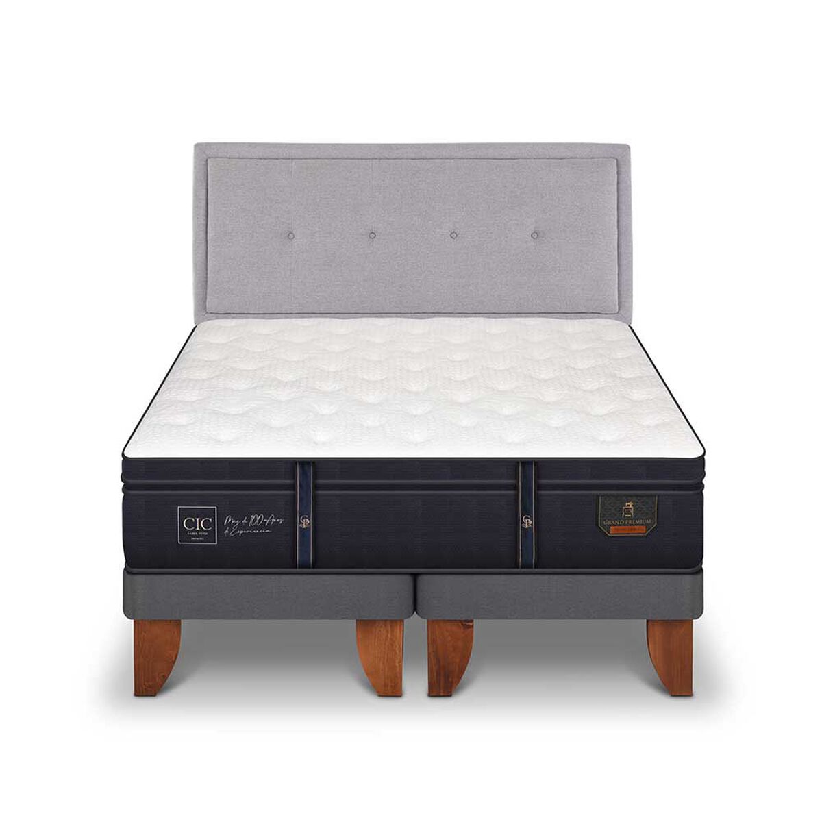 Cama Europea CIC Base Dividida 2 Plazas Gran Premium + Respaldo Ganges