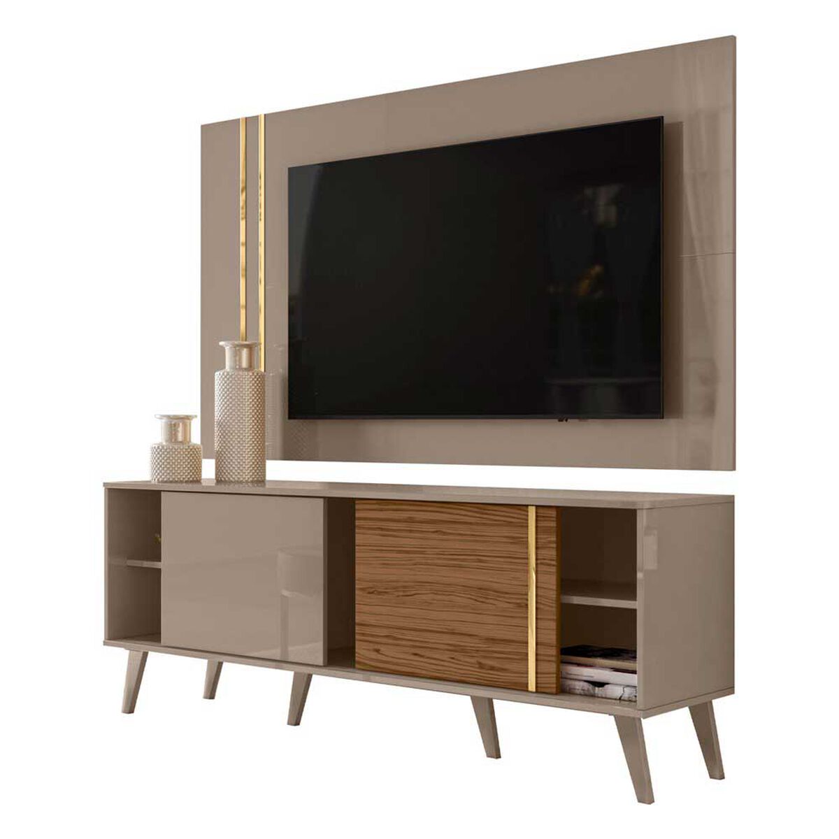 Rack TV Cronos Altavision Hasta 60" Café Gris Perla