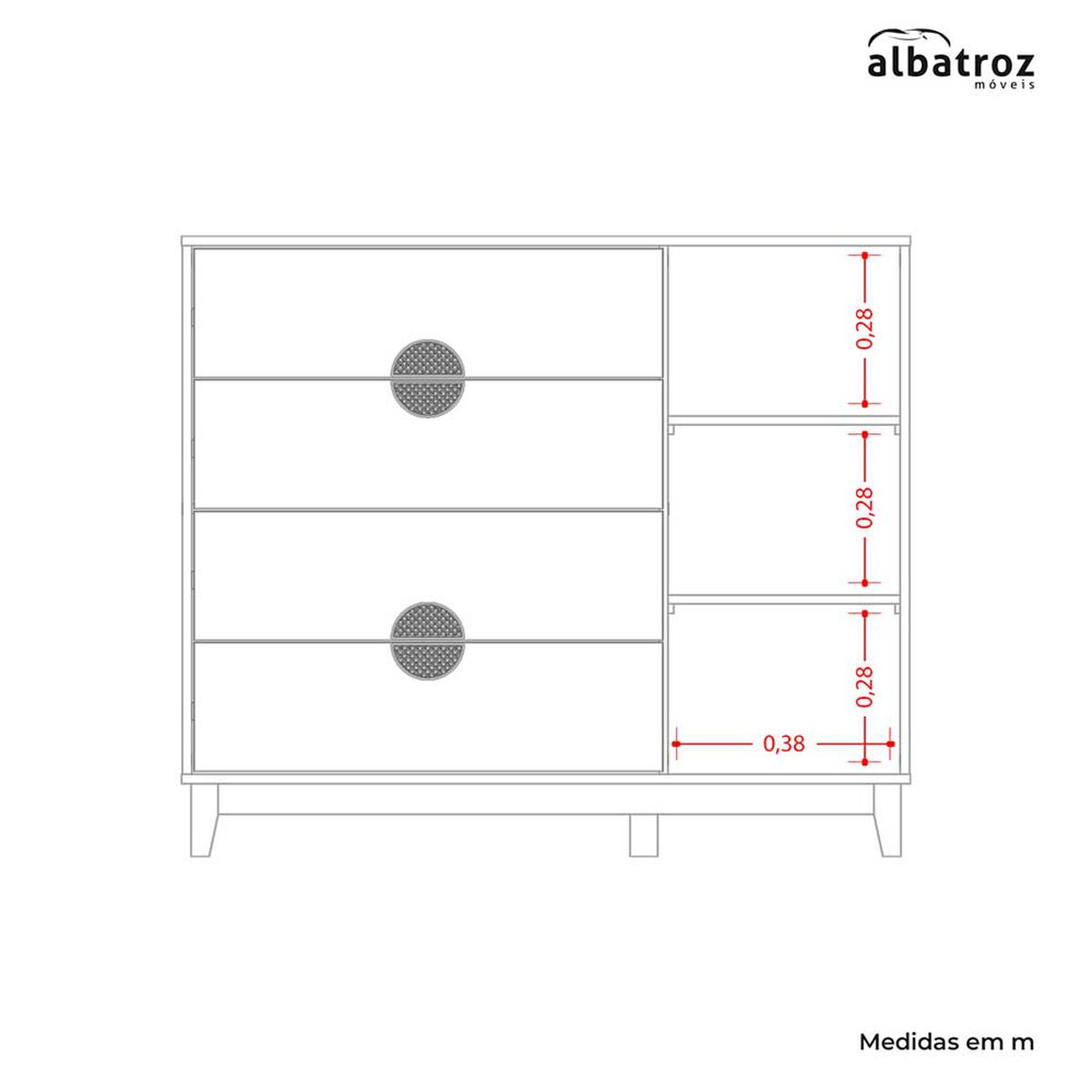 Cómoda Vekkahome Ipe 4 Cajones 1 Puerta Blanco