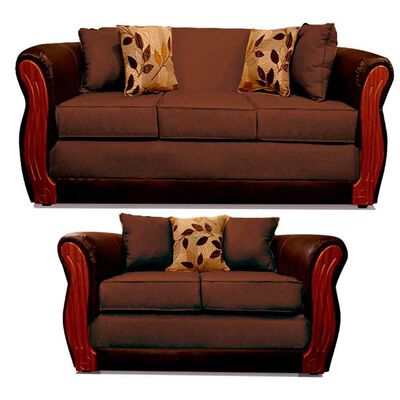 Imagen 1 del producto Juego de Living Elegant Detail Girona Sofá 3 Cuerpos + Sofá 2 Cuerpos Café