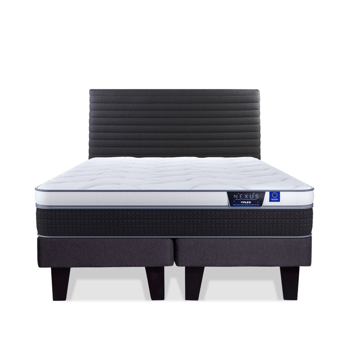 Cama Europea Flex 2 Plazas Nexus Base Dividida + Respaldo Modern Grafito