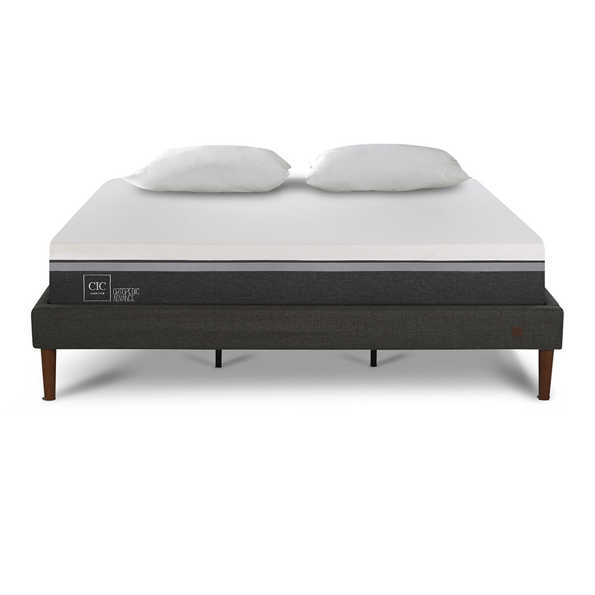 Cama Europea CIC King Ortopedic Advance + Almohadas Viscoel&aacute;sticas