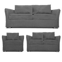 Juego de Living Elegant Detail Atlanta Sofá 3 Cuerpos + Sofá 2 Cuerpos + Sillón 1 Cuerpo Gris