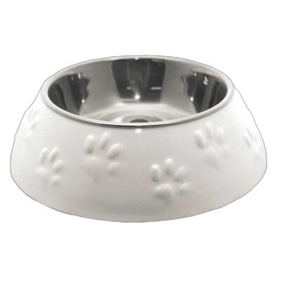Plato Huellitas Blanco Para Perro S Mascan