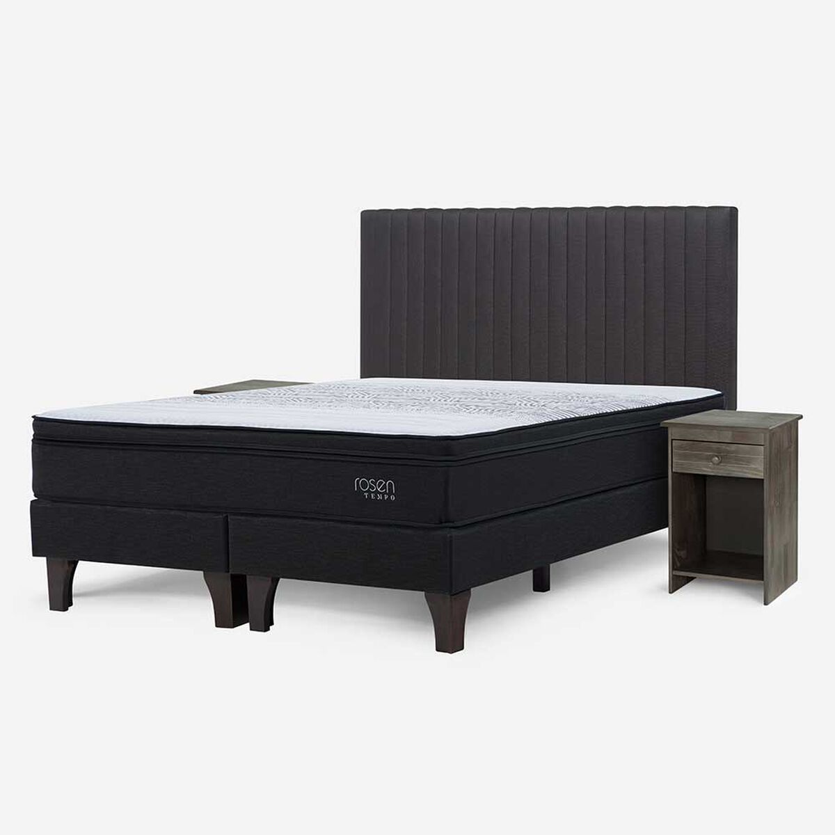 Cama Europea Rosen 2 Plazas Tempo Base Dividida + Set Lucio