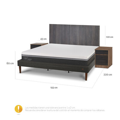 Imagen 2 del producto Cama Europea CIC King Ortopedic Advance + Respaldo Espresso + 2 Veladores