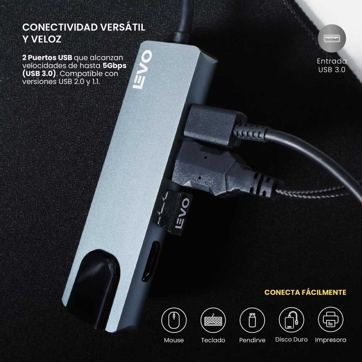 Adaptador Multipuerto Levo Hub 5 en 1