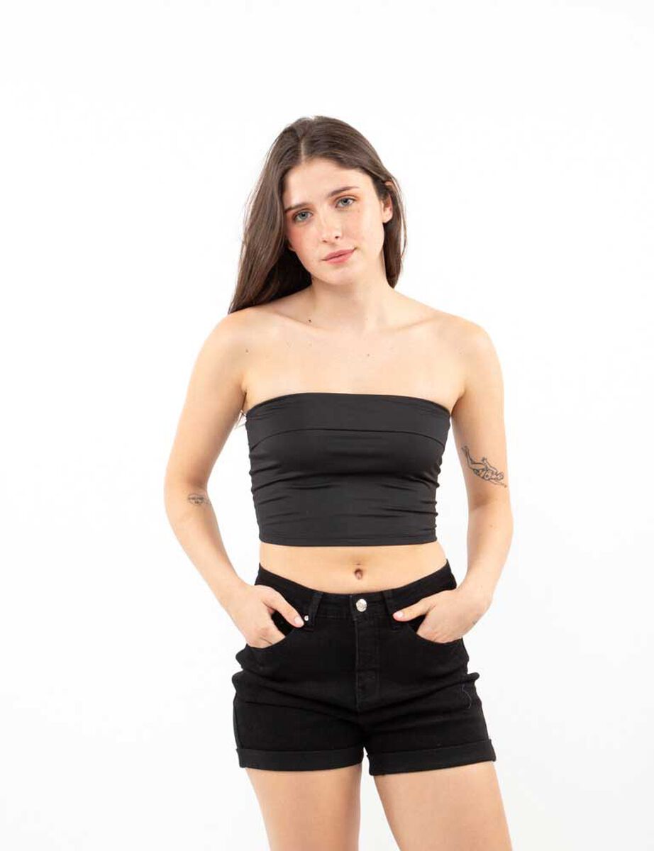 Polera Crop Strapless Mujer Icono