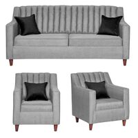 Juego de Living Diseño A&M Home Isabella Sofá 3 Cuerpos + 2 Sillones1 Cuerpo Gris