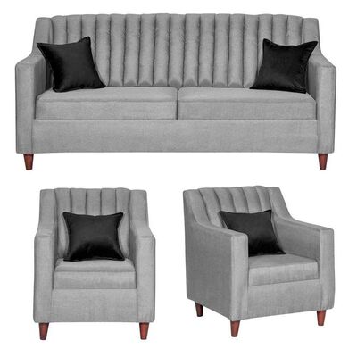 Juego de Living Diseño A&M Home Isabella Sofá 3 Cuerpos + 2 Sillones1 Cuerpo Gris