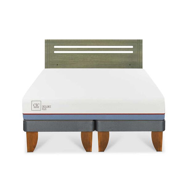 Cama Europea CIC Base Dividida 2 Plazas Excellence Plus + Respaldo Munich Olivo
