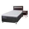 Box Spring CIC 1,5 Plazas Ortopedic Advance + Respaldo + Velador New Munich
