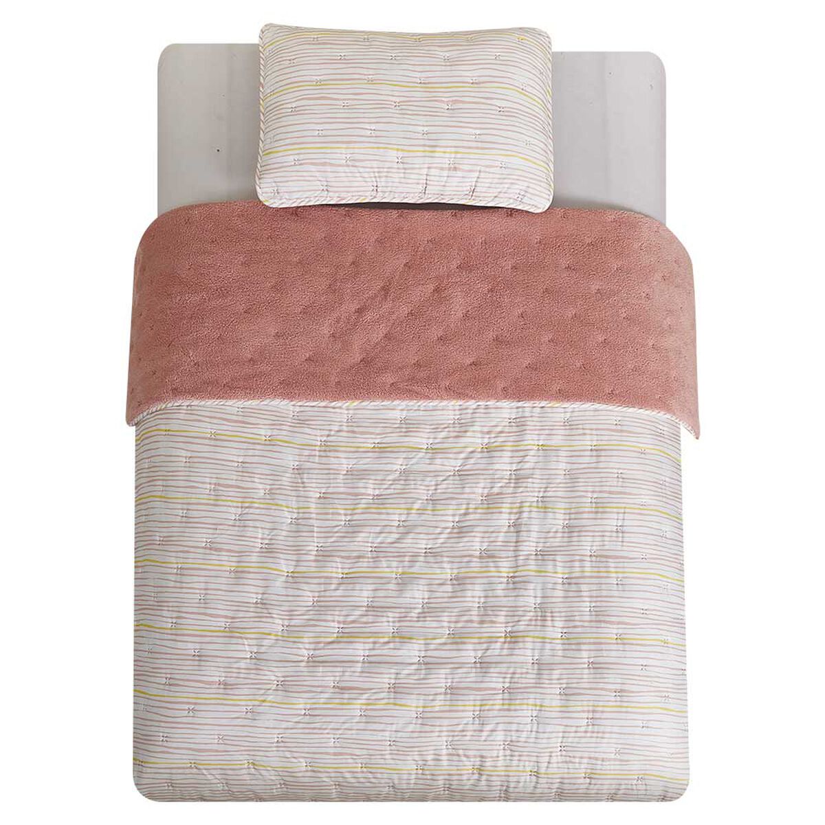 Quilt Horizon Sherpa Casa Linda 1,5 Plazas Rosa