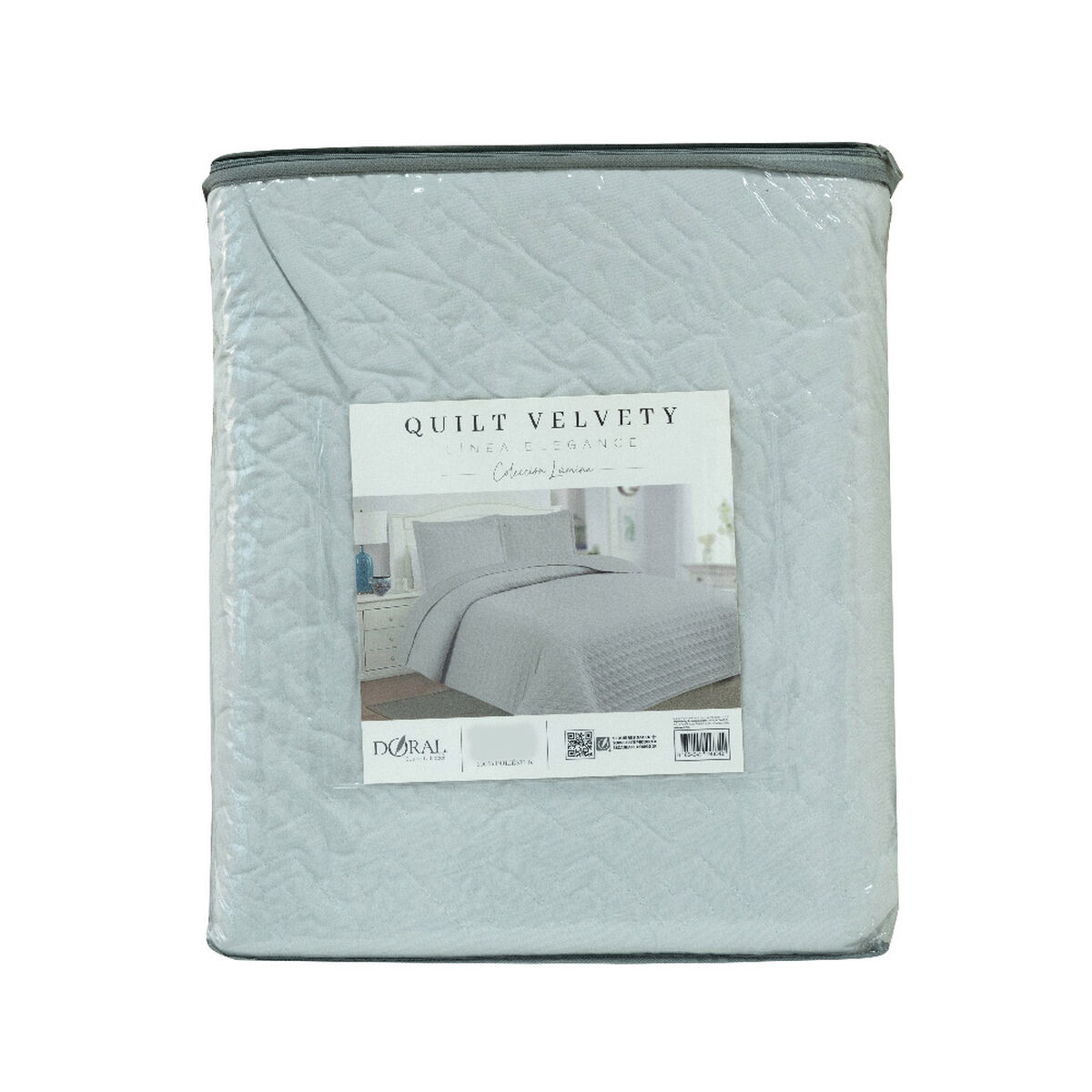 Quilt Doral 2 Plazas Lumi Velvety Gris Claro