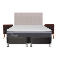 Box Spring CIC Base Dividida 2 Plazas Ortopedic Advance + Respaldo + 2 Veladores Tigris