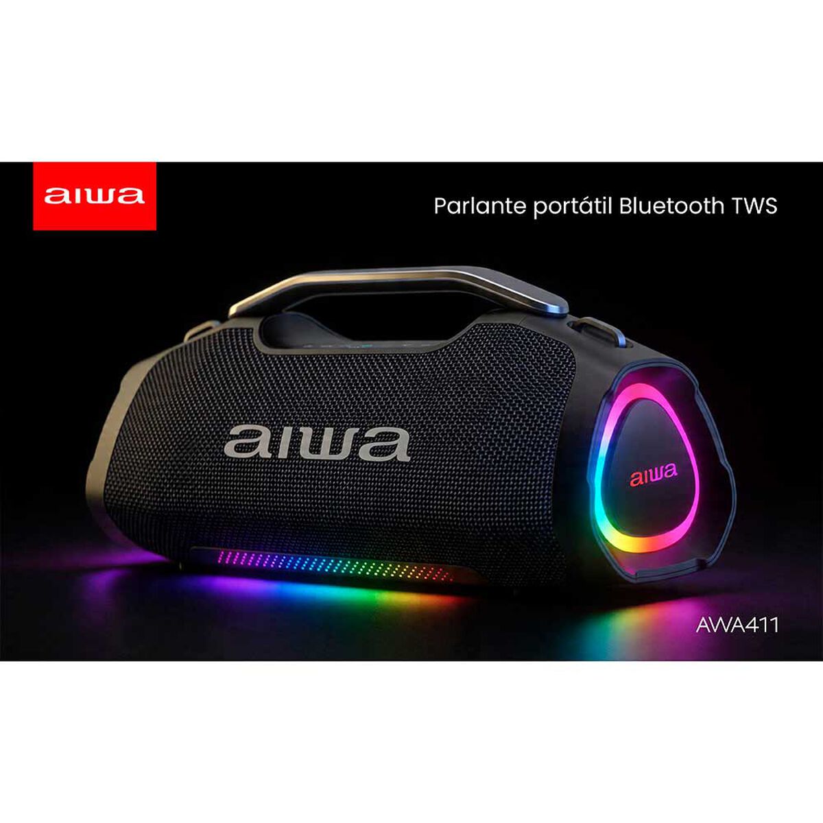 Parlante Port&aacute;til Aiwa AW-A411 65W Bluetooth Negro