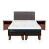 Cama Europea CIC Green Infinity King + 1 Respaldo + 2 Veladores Kavery