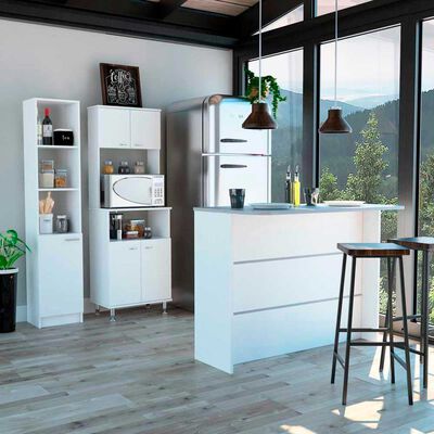Imagen 1 del producto Combo Mueble Microondas + Barra de Cocina + Optimizador TuHome Kitchen Blanco