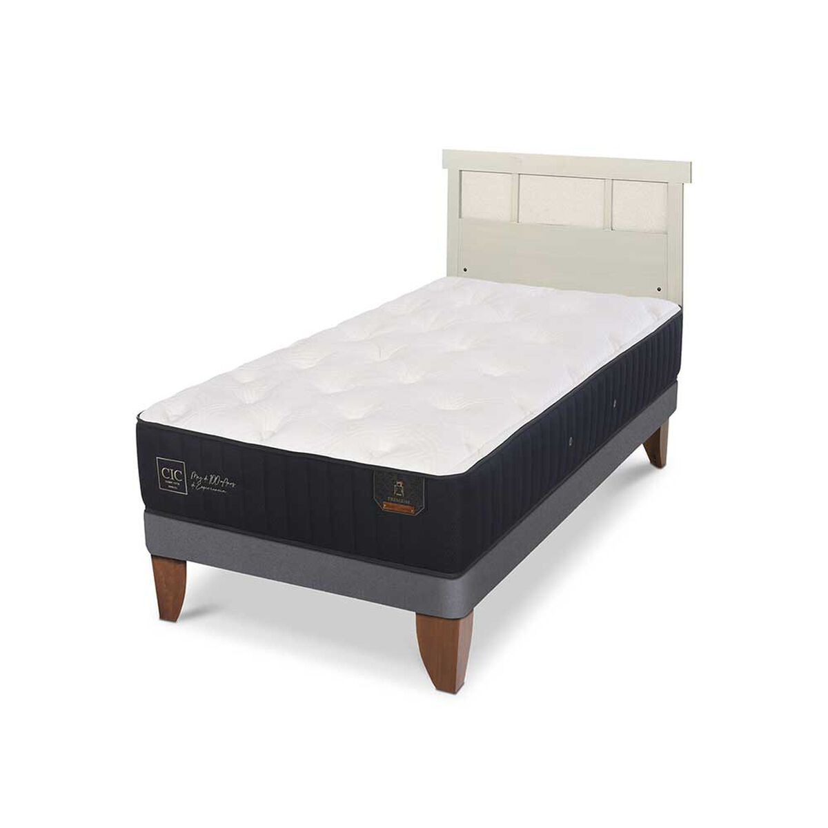 Cama Europea CIC 1,5 Plazas Premium + Respaldo Dublin Alpino