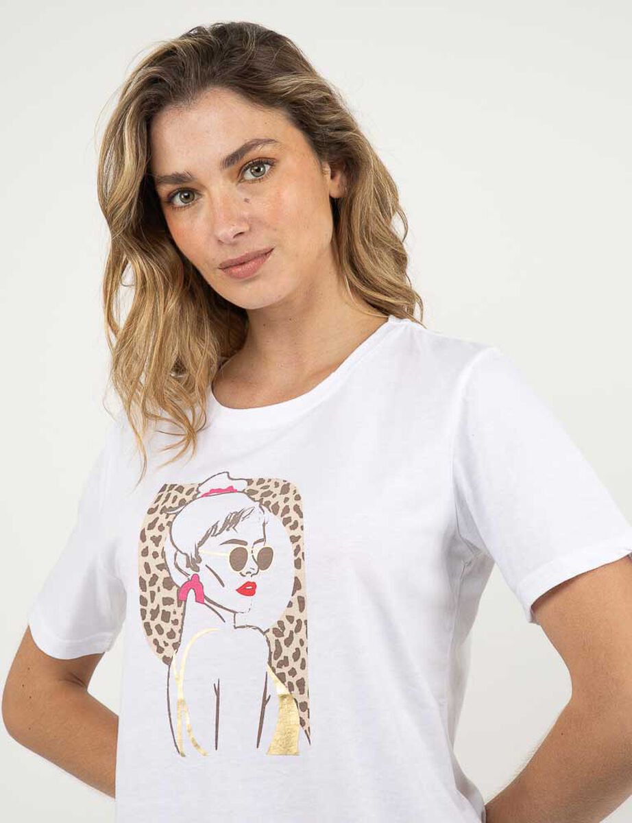 Polera Con Estampado Manga Corta Mujer Zibel
