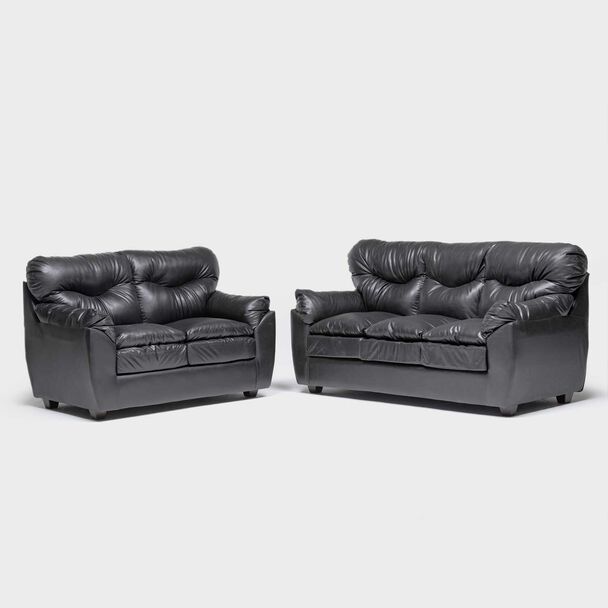 Juego de Living Almore Belén Sofá 3 Cuerpos + Sofá 2 Cuerpos Negro