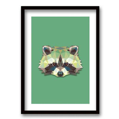 Cuadro Decorativo Retela Mapache Geométrico 50 x 35 cm