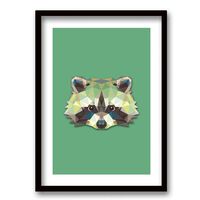 Cuadro Decorativo Retela Mapache Geométrico 50 x 35 cm