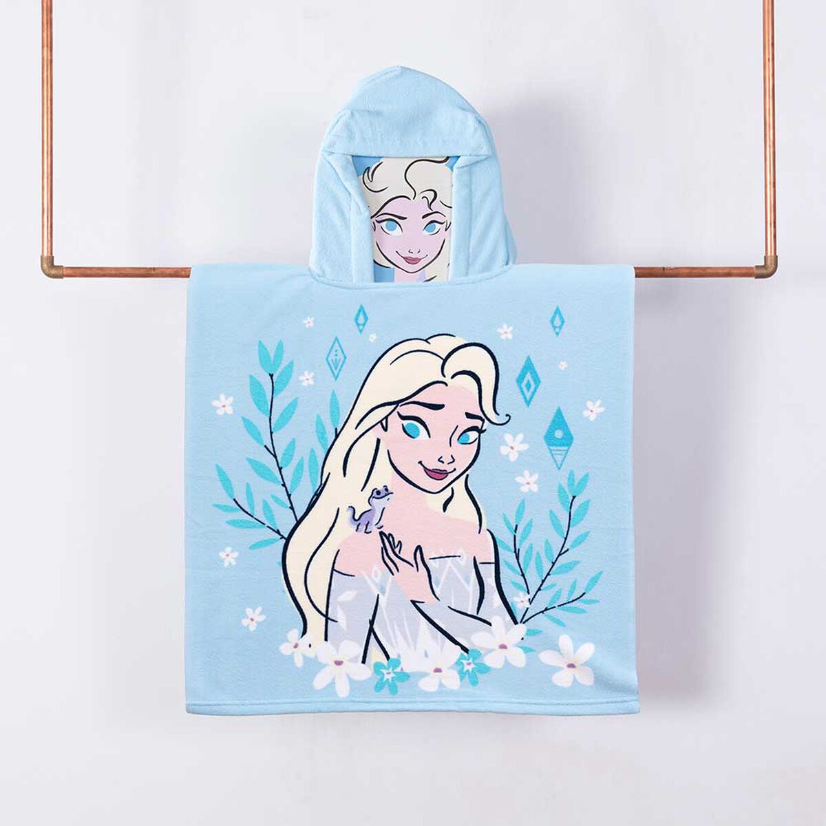 Toalla de Playa con Capucha Infantil Disney Warm Frozen 60 x 120 cm