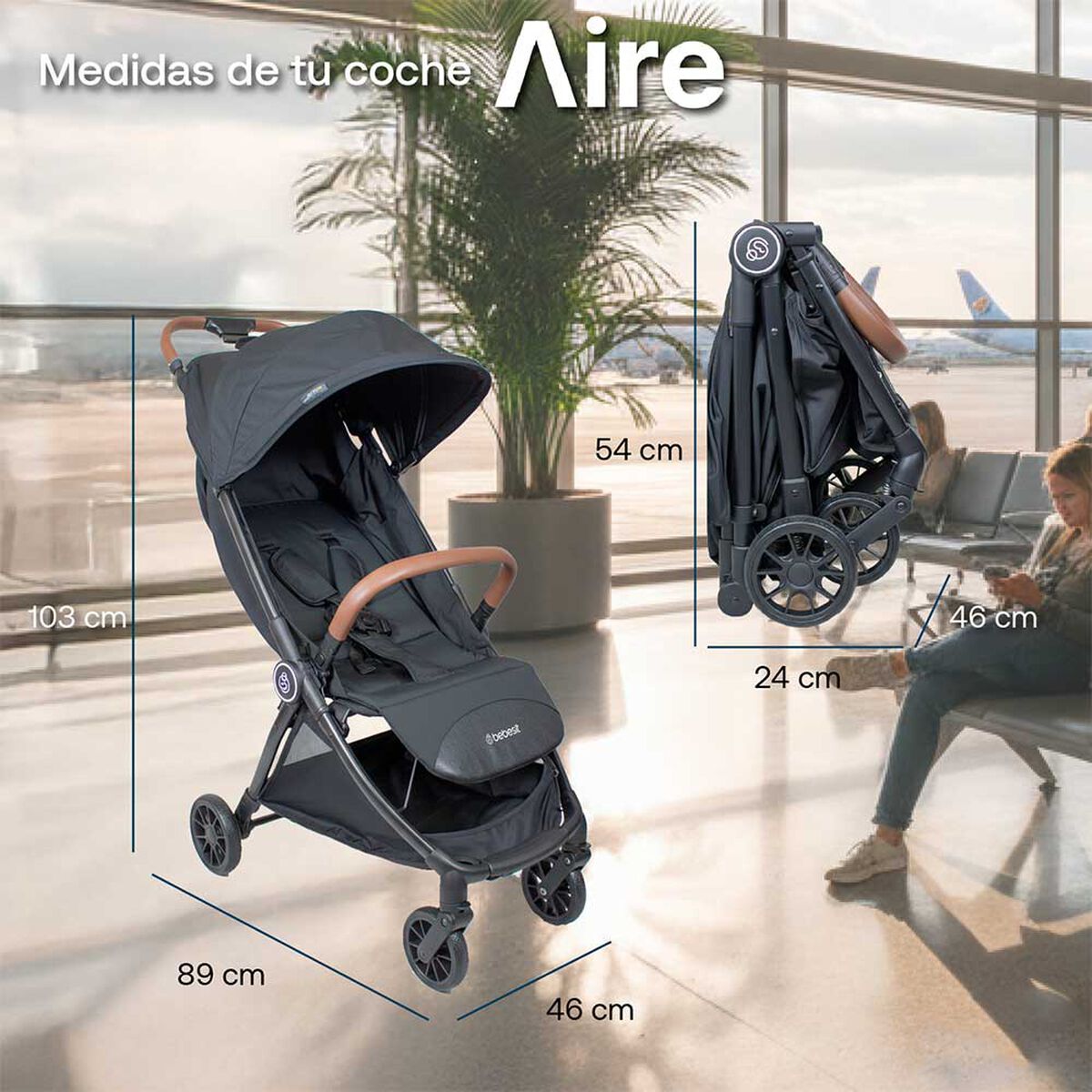 Coche Paseo Aire Cabina Negro Bebesit