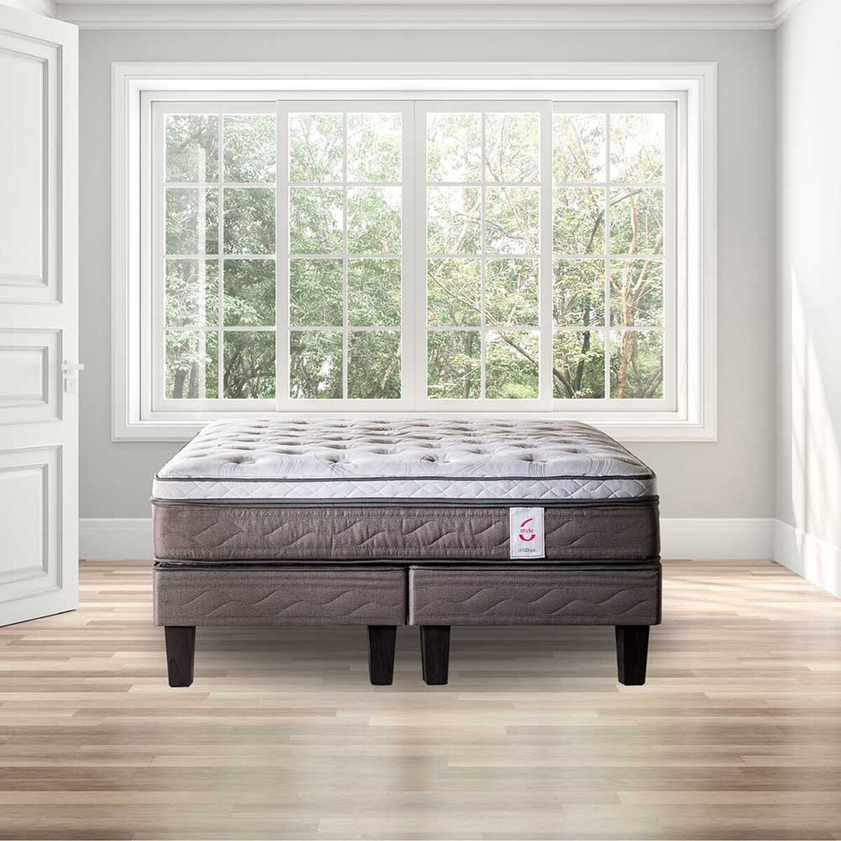 Cama Europea Rosen Base Dividida 2 Plazas New Style 6 + Respaldo Ferrara