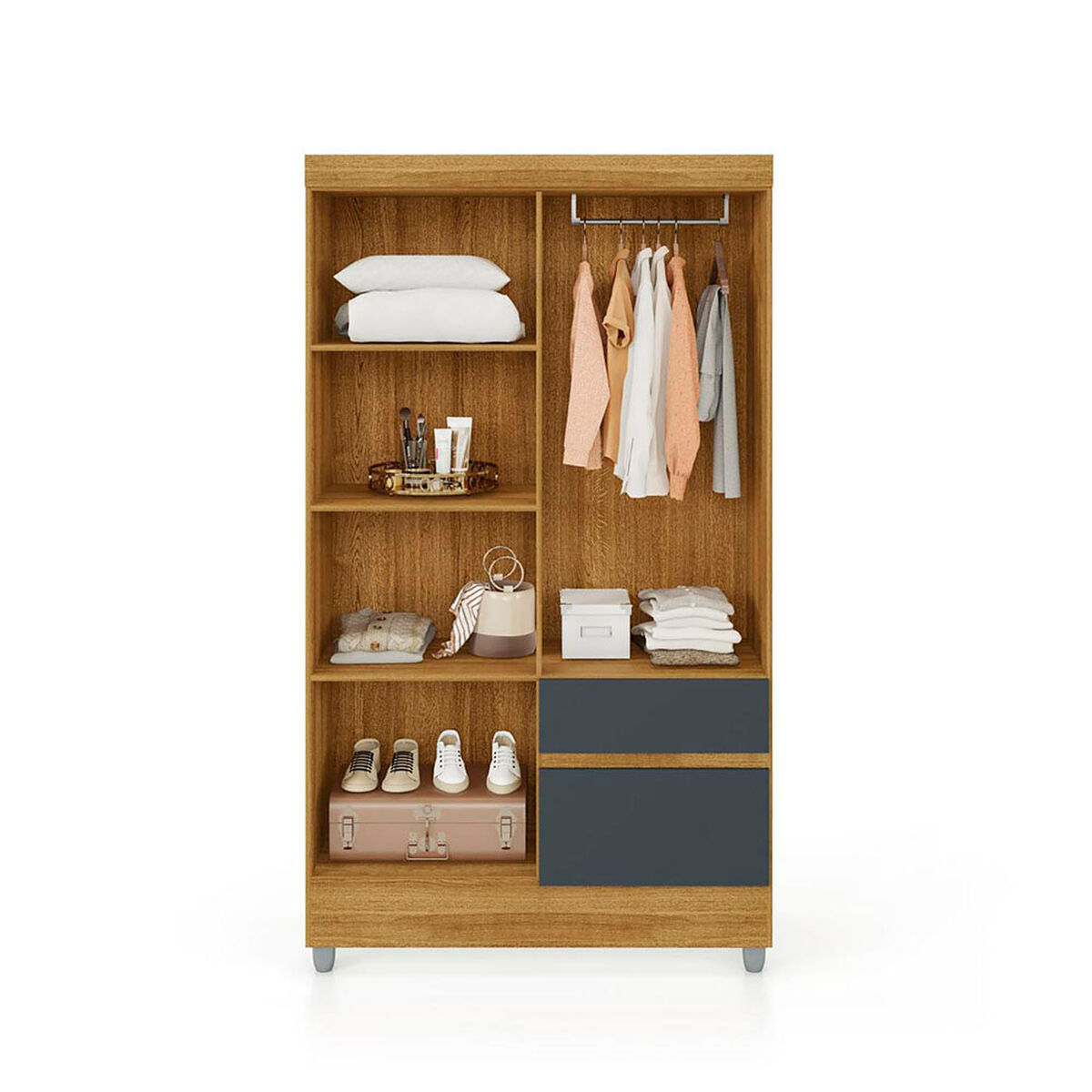 Closet Vekkahome Americano 4 Puertas 2 Cajones Gris