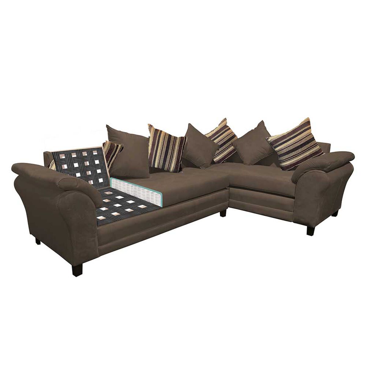 Sofá Seccional Derecho Living Factory Capri 5 Cuerpos Chocolate