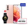 Combo Celular Samsung Galaxy S21 Phantom Pink 128GB + Smartwatch Galaxy Watch R500 Active Negro