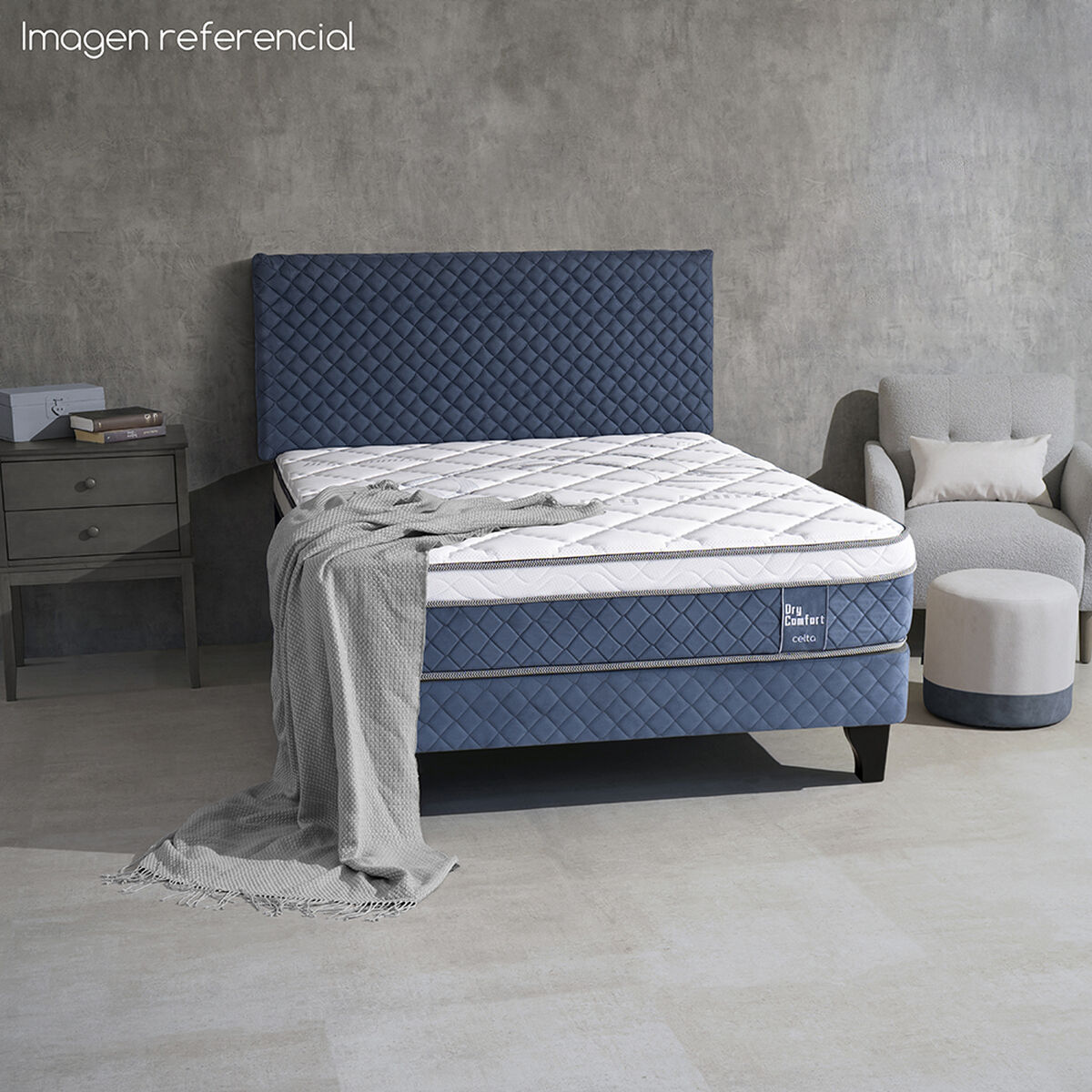 Cama Europea Celta Base Dividida 2 Plazas Dry Comfort + Respaldo