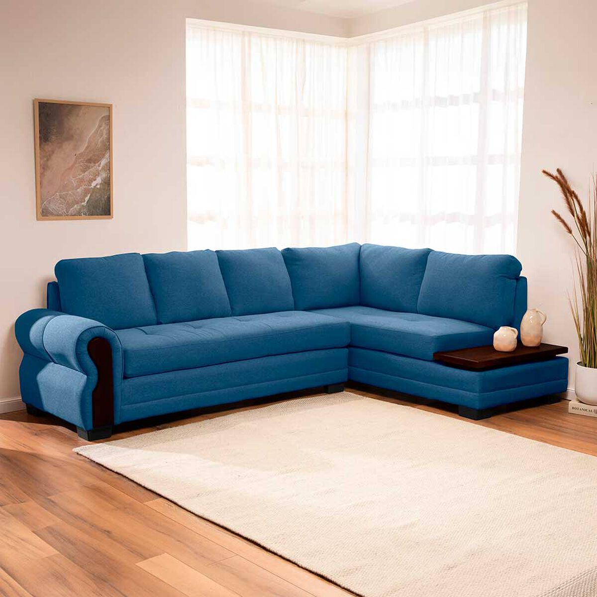 Sof&aacute; Seccional Living Factory Michigan 6 Cuerpos Azul