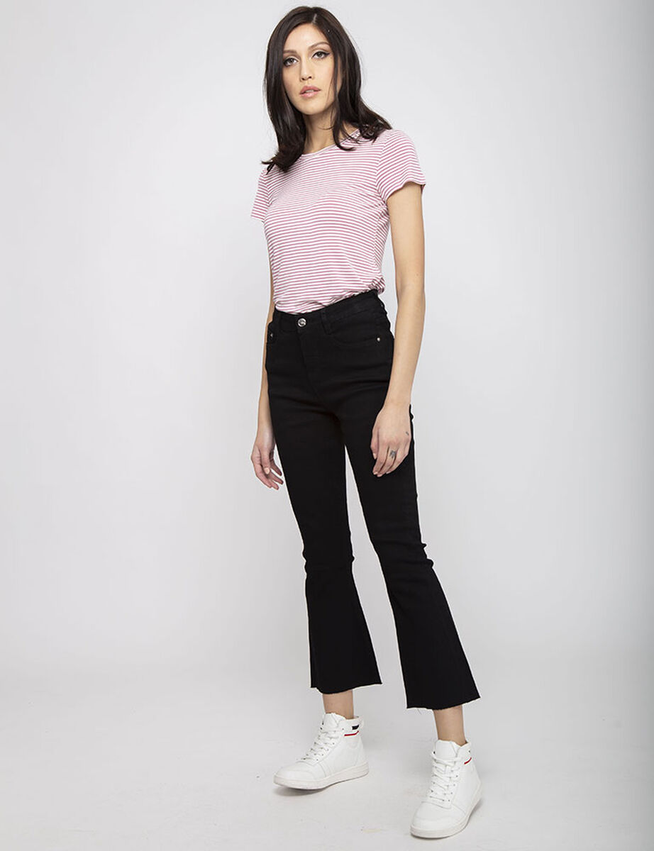 Jeans Indigo Cropped Flare Mujer