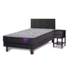 Cama Europea Flex 1,5 Plazas Therapedic Plus  + Respaldo Royal Negro + Velador Rover
