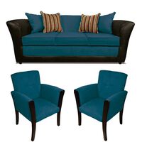 Juego de Living Elegant Detail Minesota Sofá 3 Cuerpos + Dos Sitiales Azul