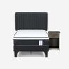 Cama Europea Rosen 1,5 Plazas New Style 6 + Respaldo + Velador Grafito