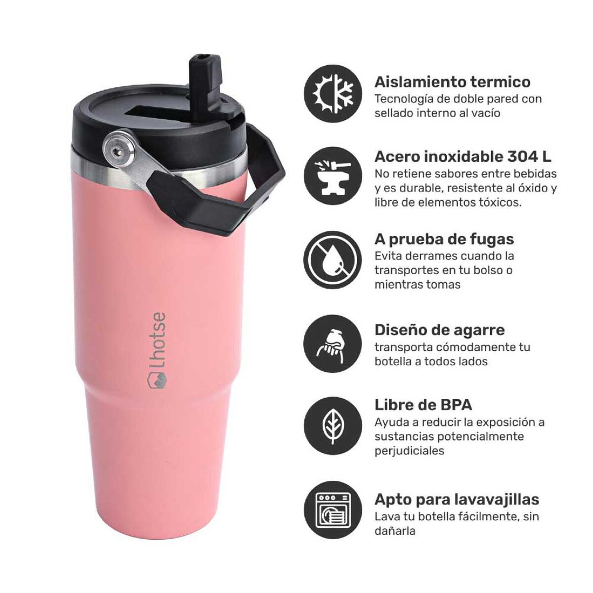 Botella T&eacute;rmica Insulada Lhotse Travel Mug 900 ml Rosado