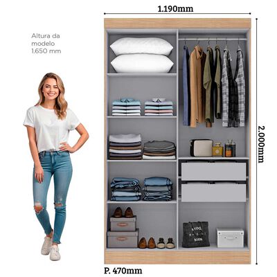 Imagen 2 del producto Closet Di Poretti Paris 4 Puertas 2 Cajones Gris