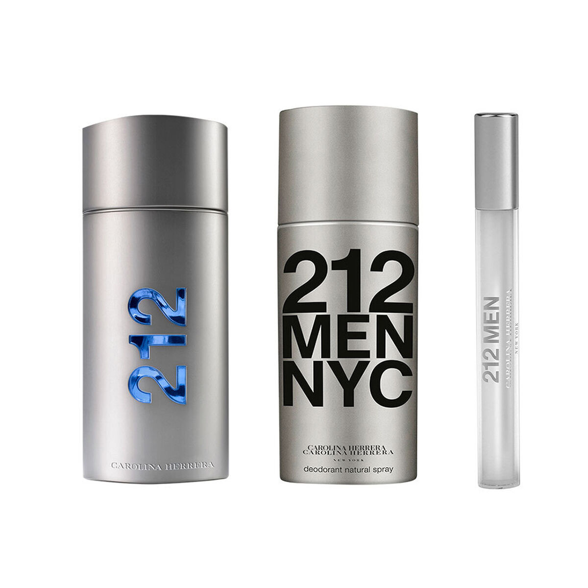 Set de Perfume Carolina Herrera 212 MEN EDT 100 ml + Deo 150  ml + Miniatura de 10 ml