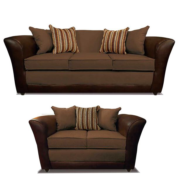 Juego de Living Elegant Detail Minesota Sofá 3 Cuerpos + Sofá 2 Cuerpos Café