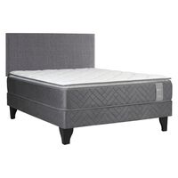 Cama Europea Celta 2 Plazas Carbono + Respaldo Acolchado